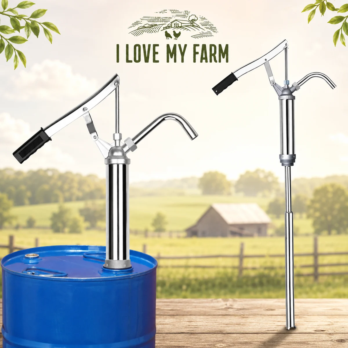 Lever Action Barrel Pump with Telescoping Tube for 15-55 Gallon Drums