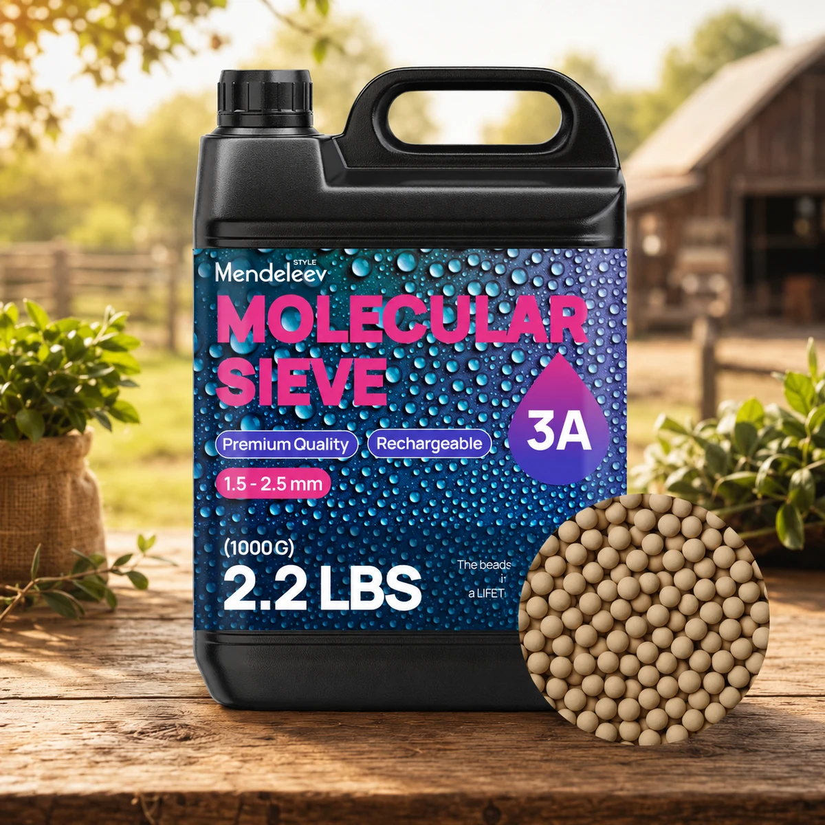 Molecular Sieve 3A Desiccant Beads for Moisture Control 2.2 Lb